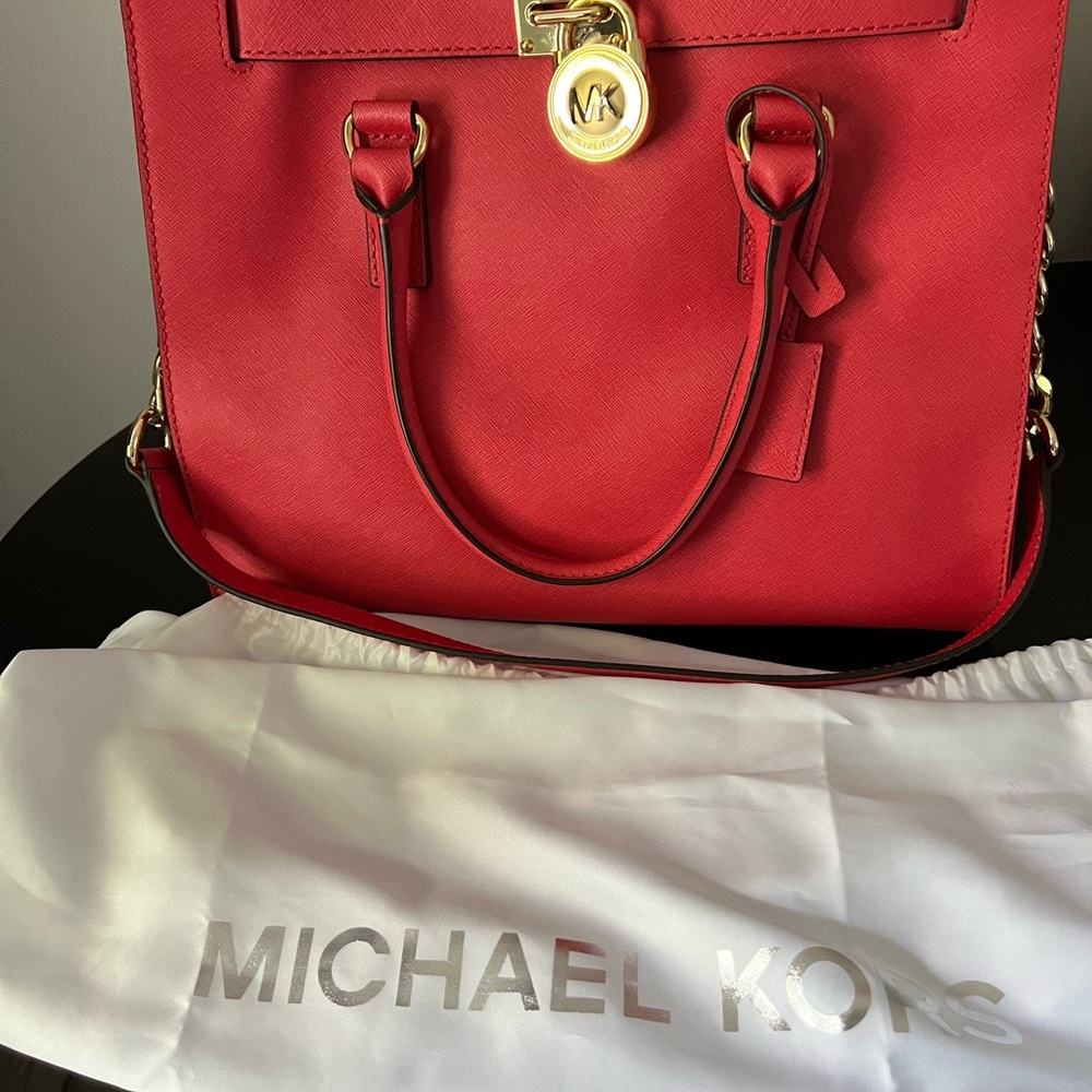 Michael Kors tote cross body purse- coral